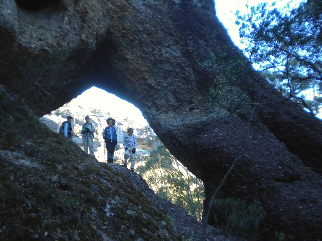 Sharon, Bronwyn, Betty and Lin under natural arch