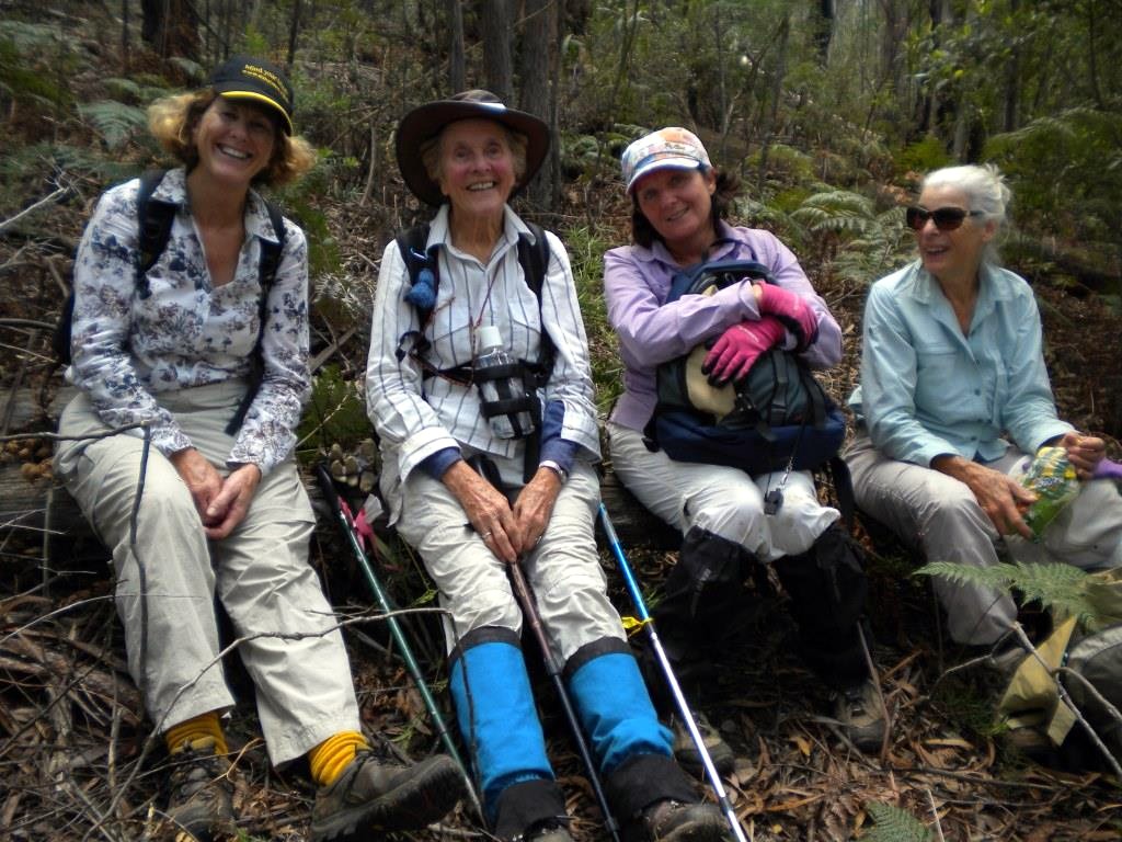 Lin, Betty, Wendy and Sharon enjoy a breather up the big hill