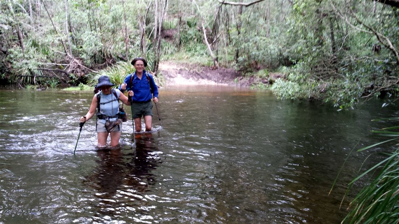 Glenn and Brian cross the Bimberamala River